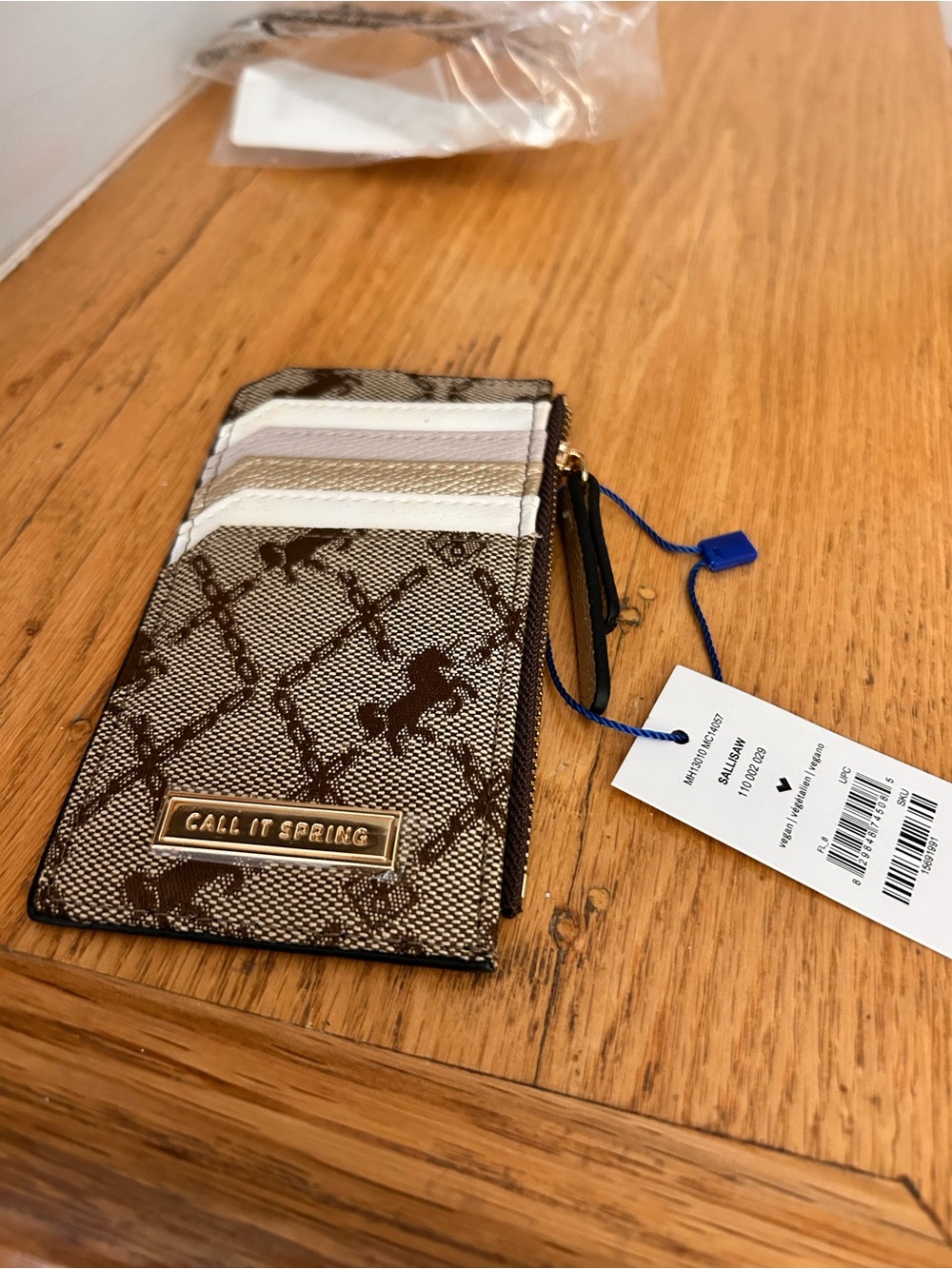 Call It Spring Brown Patterned Card Holder with Zip Pocket